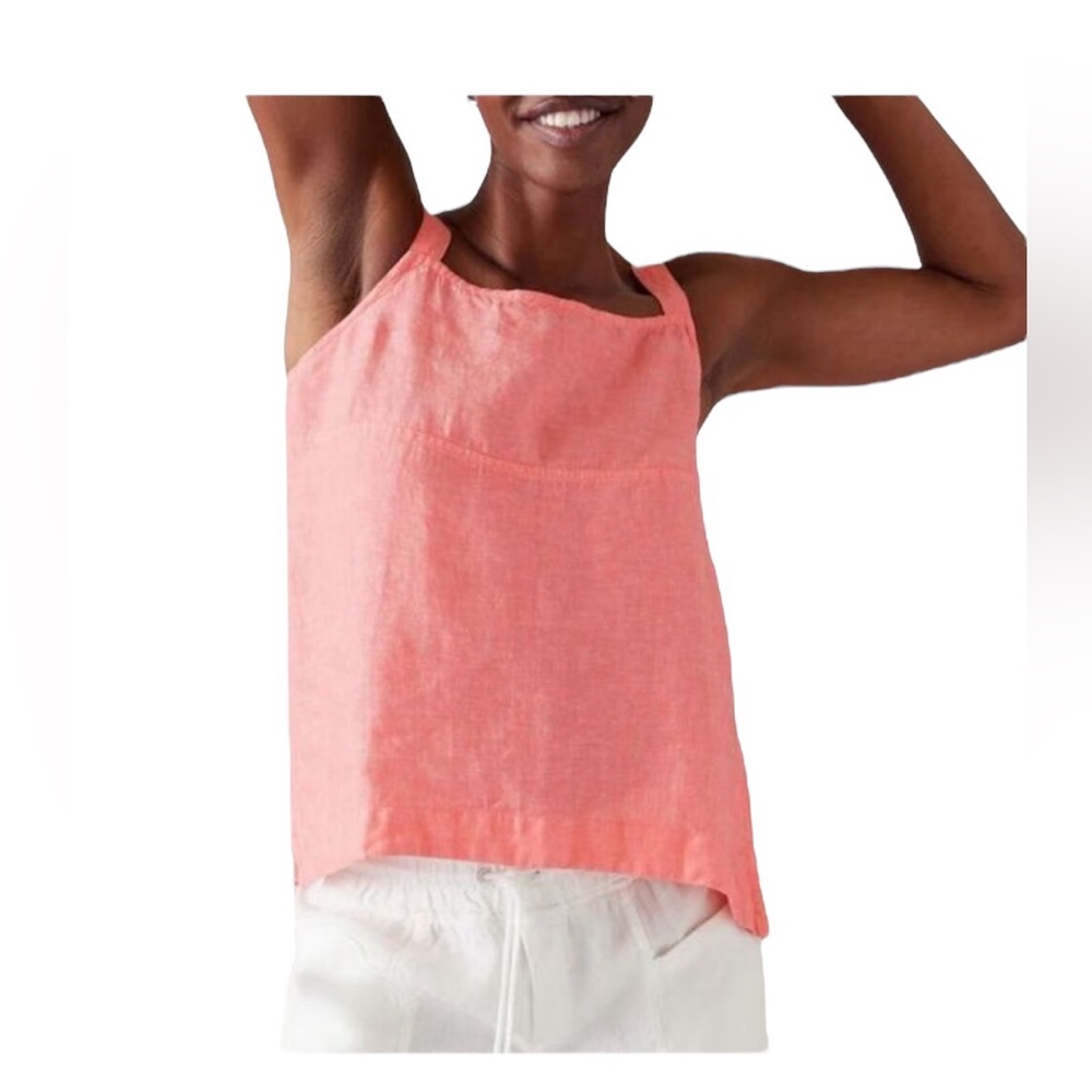 🆕 🧡 NWOT ATHLETA Orange Crush Voyager Linen Tank Top | Women’s Size XXS